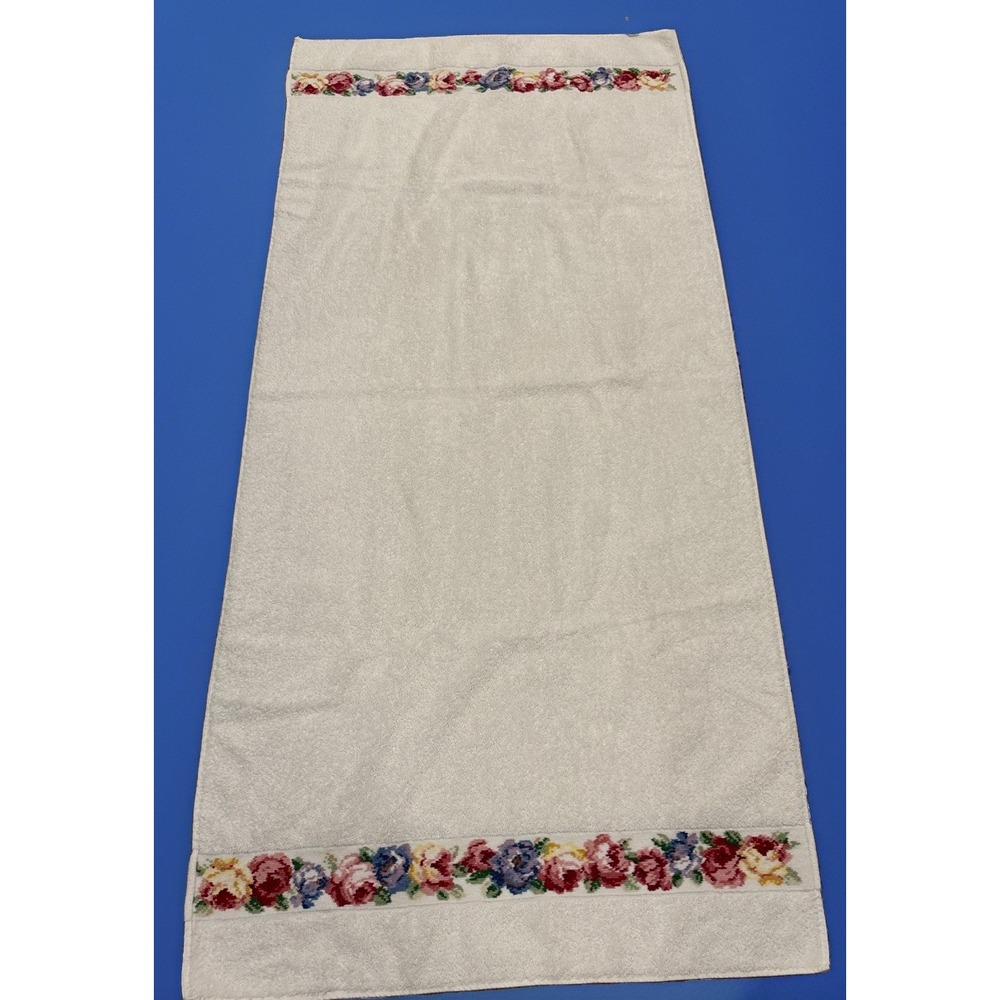 Rare Vtg FEILER Germany Bath Towel Rosalie Flowers Luxury Cotton 55"x23.5"